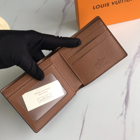 LV Bifold Men Wallet Textured Brown