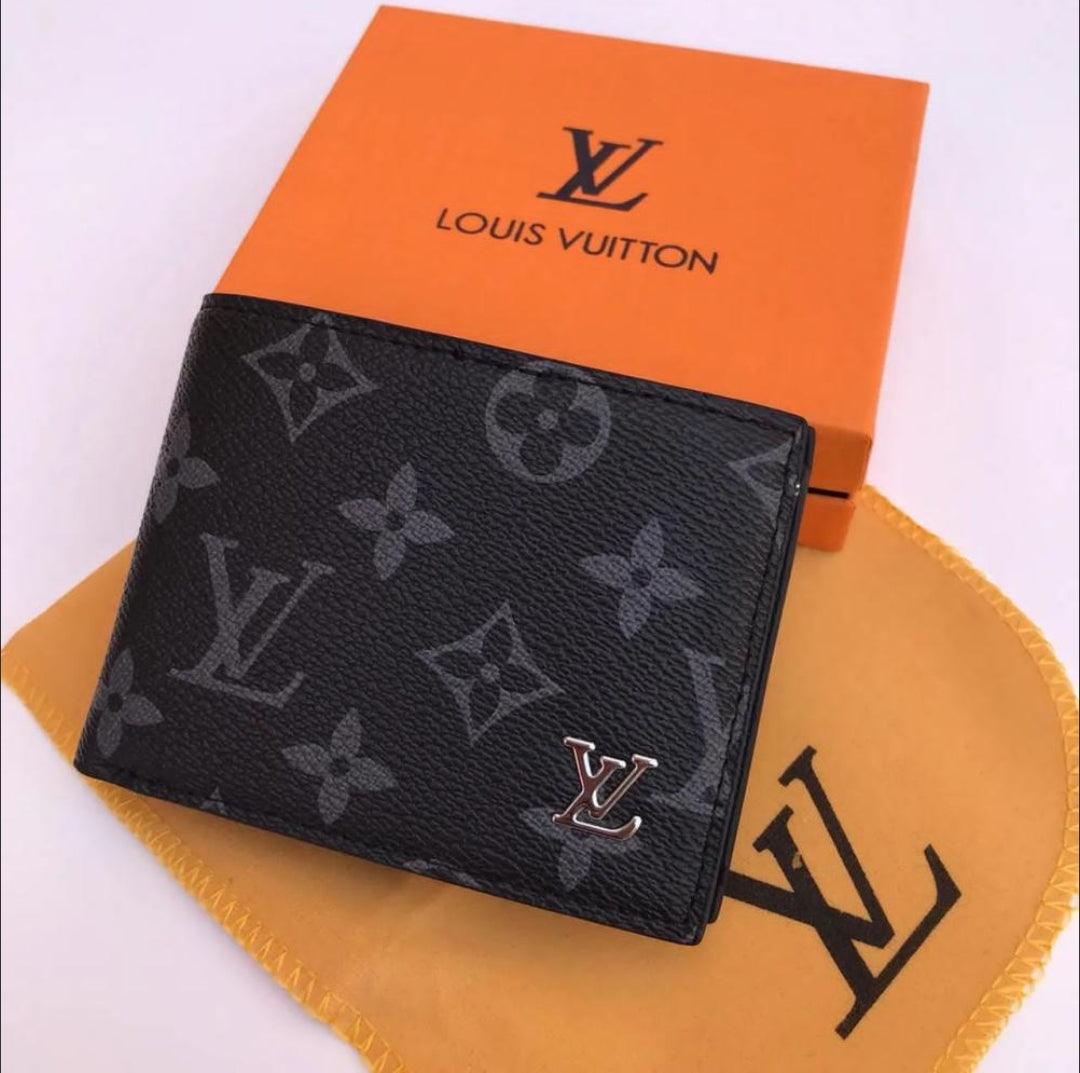 LV Bifold Men Wallet Textured Black