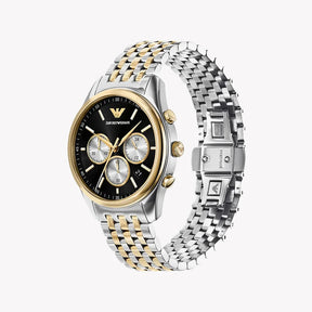 Emporio Armani Chronograph Two-Tone Black Dial Men's Watch - AR11713