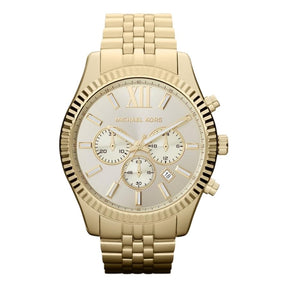 Michael Kors Lexington Gold Stainless Steel Gold Dial Chronograph Quartz Watch for Gents - MK-8281