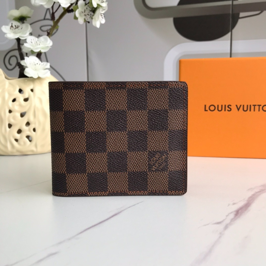 LV Bifold Men Wallet Textured Brown