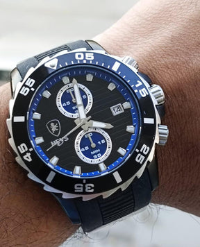 Heys Blue & Black Diver 200M Chronograph Quartz Men’s Watch 44mm