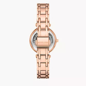 Michael Kors Women’s Quartz Rose Gold Stainless Steel Oxblood Mother Of Pearl Dial 30mm Watch MKO1084