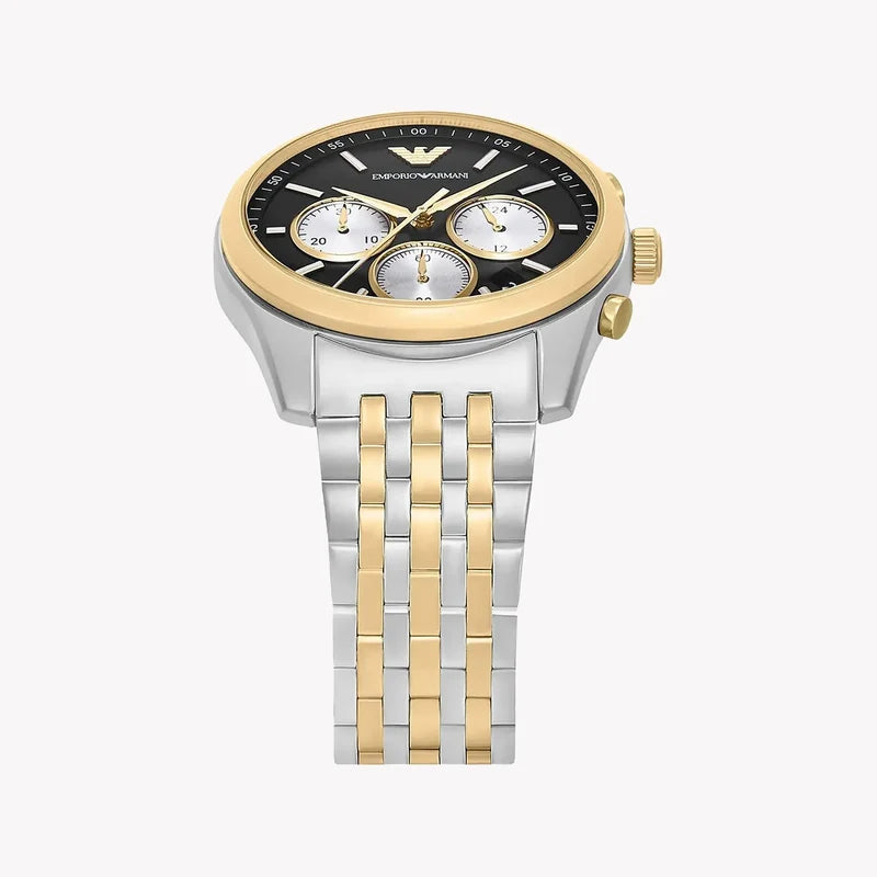 Emporio Armani Chronograph Two-Tone Black Dial Men's Watch - AR11713