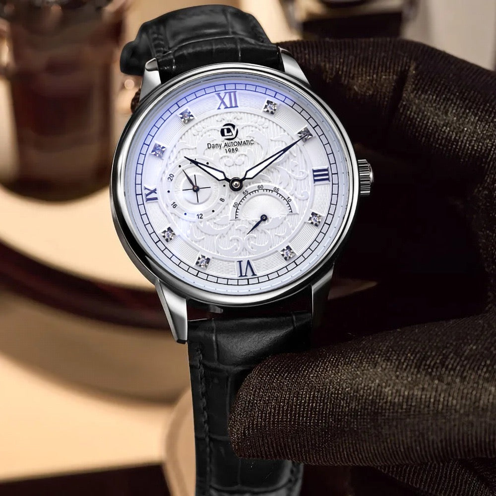 Dany Automatic 1989 men's automatic mechanical watch with a skeleton dial and Roman numerals