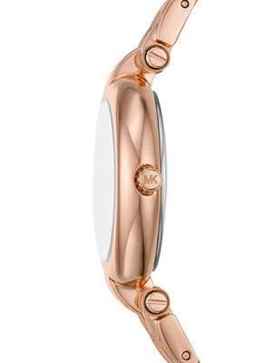 Michael Kors Women’s Quartz Rose Gold Stainless Steel Oxblood Mother Of Pearl Dial 30mm Watch MKO1084