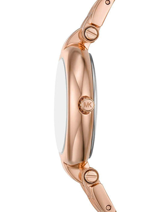 Michael Kors Women’s Quartz Rose Gold Stainless Steel Oxblood Mother Of Pearl Dial 30mm Watch MKO1084