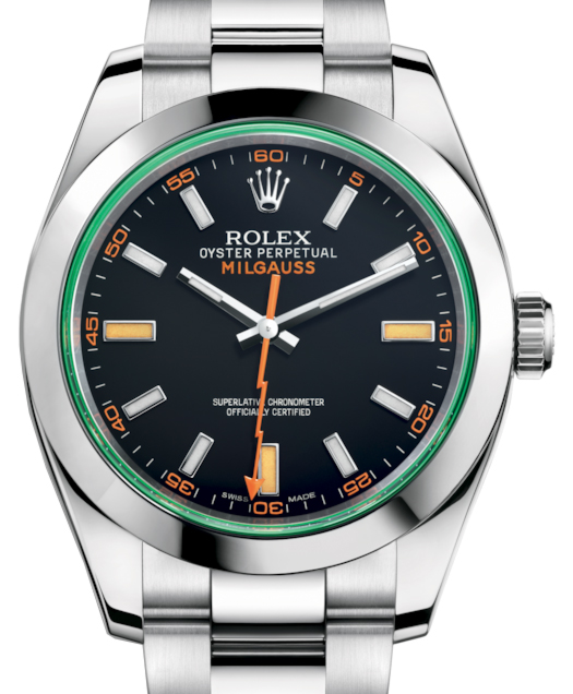 Milgauss Black Dial With Green Crystal 40Mm Stainless Steel Oyster Bracelet